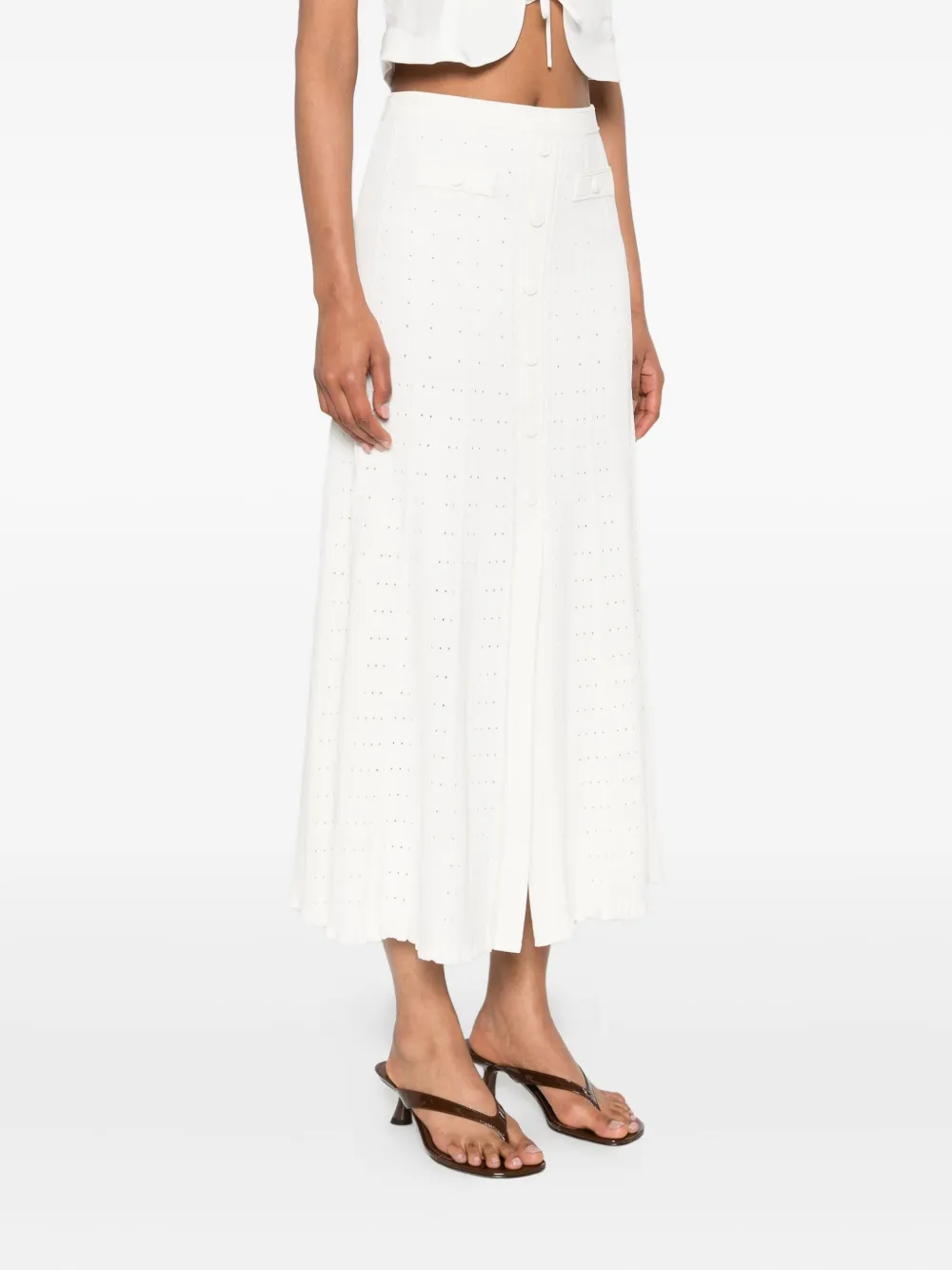 SANDRO button-front flared skirt Wit