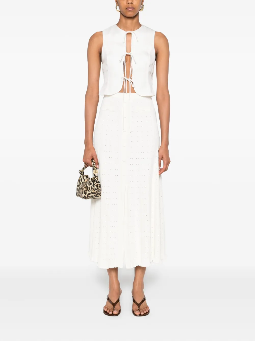 SANDRO button-front flared skirt Wit