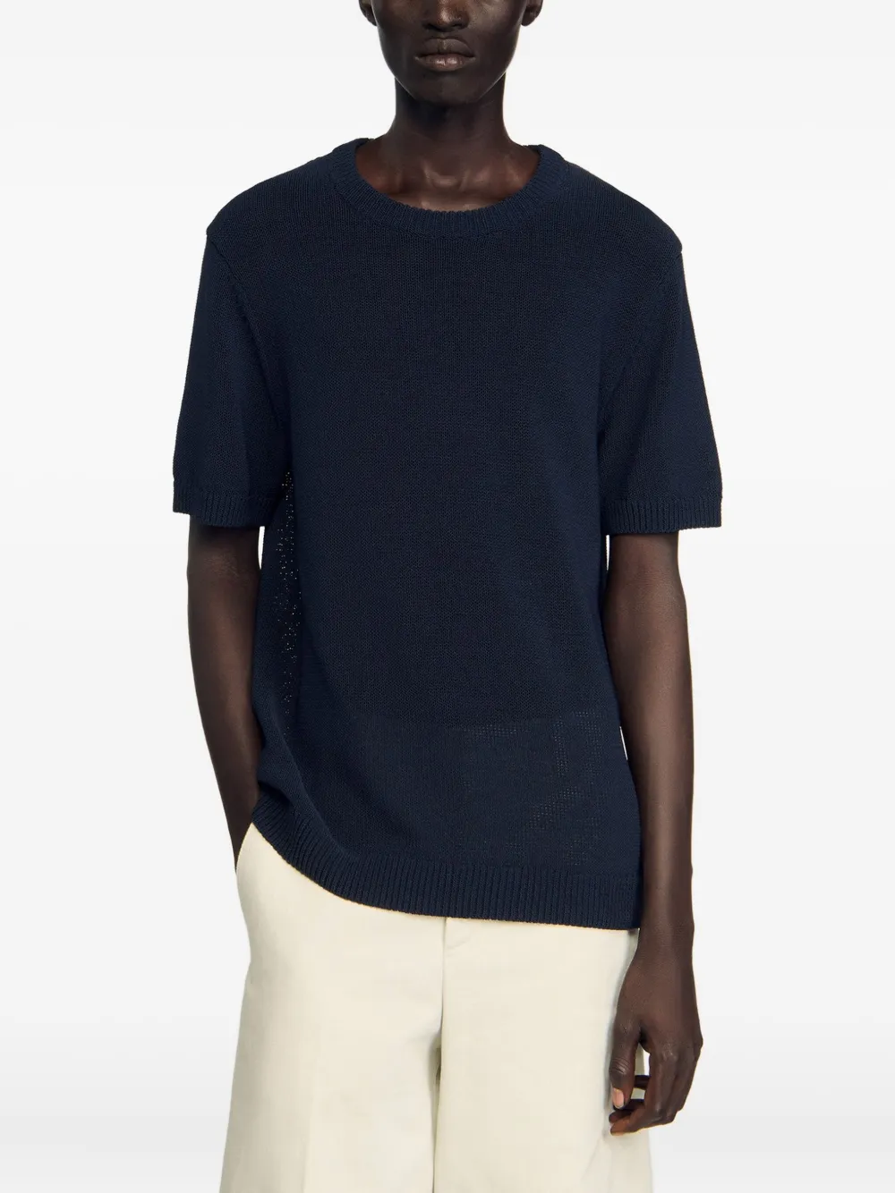SANDRO Trui met ronde hals en korte mouwen Blauw
