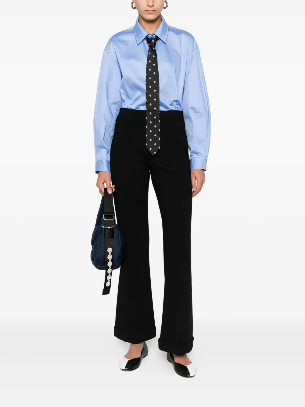 SANDRO zip-fly flared trousers - Zwart