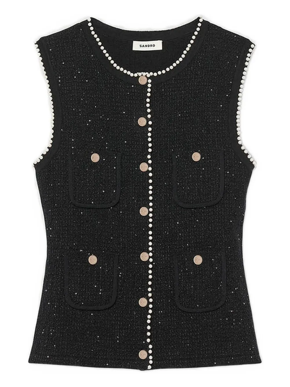 SANDRO Gilet con perle - Nero