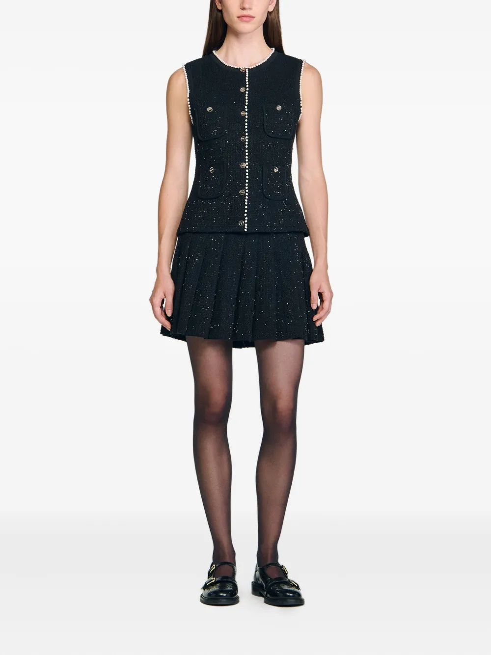 SANDRO Tweed-Weste mit Perlenbesatz | Westen & Gilets | Image 2