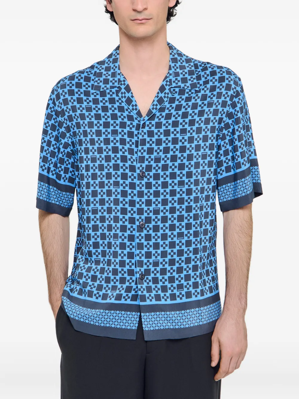 SANDRO Overhemd met vierkante print Blauw