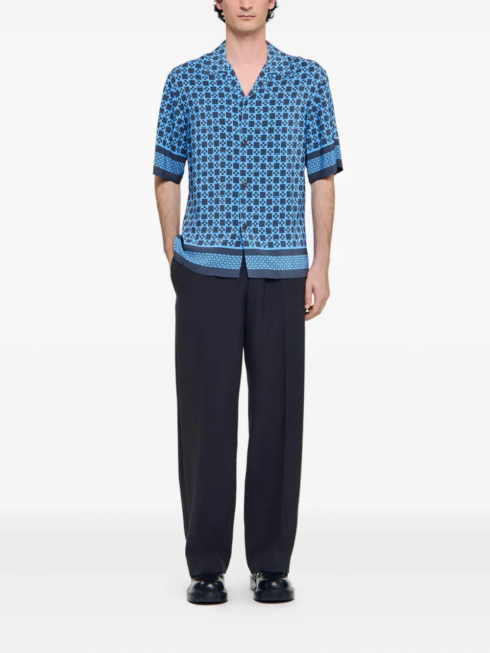 SANDRO Overhemd met vierkante print Blauw