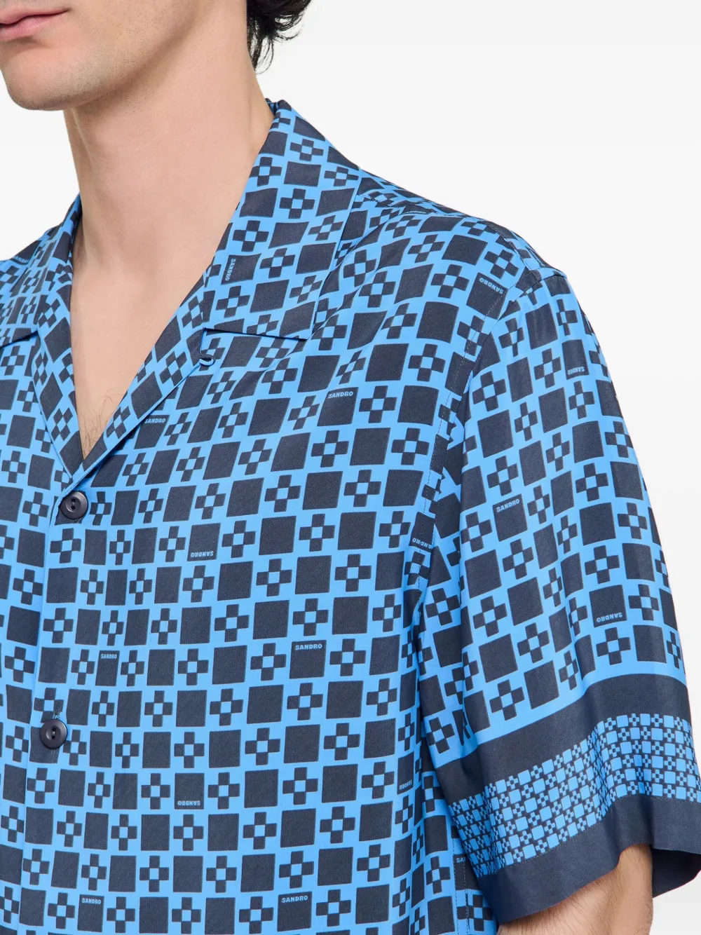 SANDRO Overhemd met vierkante print Blauw
