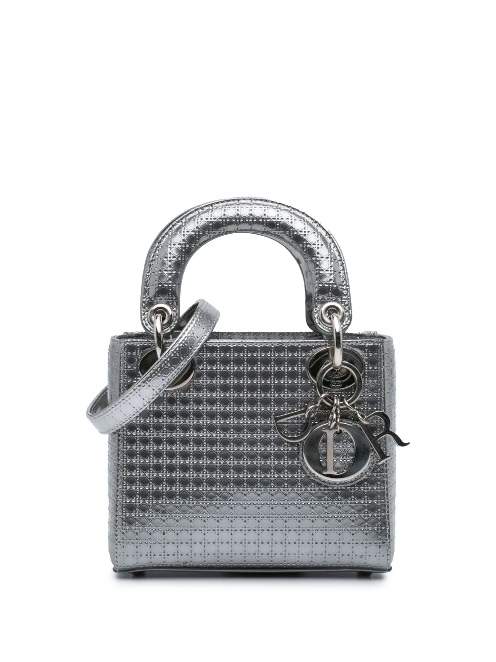 Christian Dior Pre-Owned 2016 Mini Metallic Patent Microcannage Lady Christian Dior Pre-Owned 2016 Mini Metallic Patent Microcannage Lady