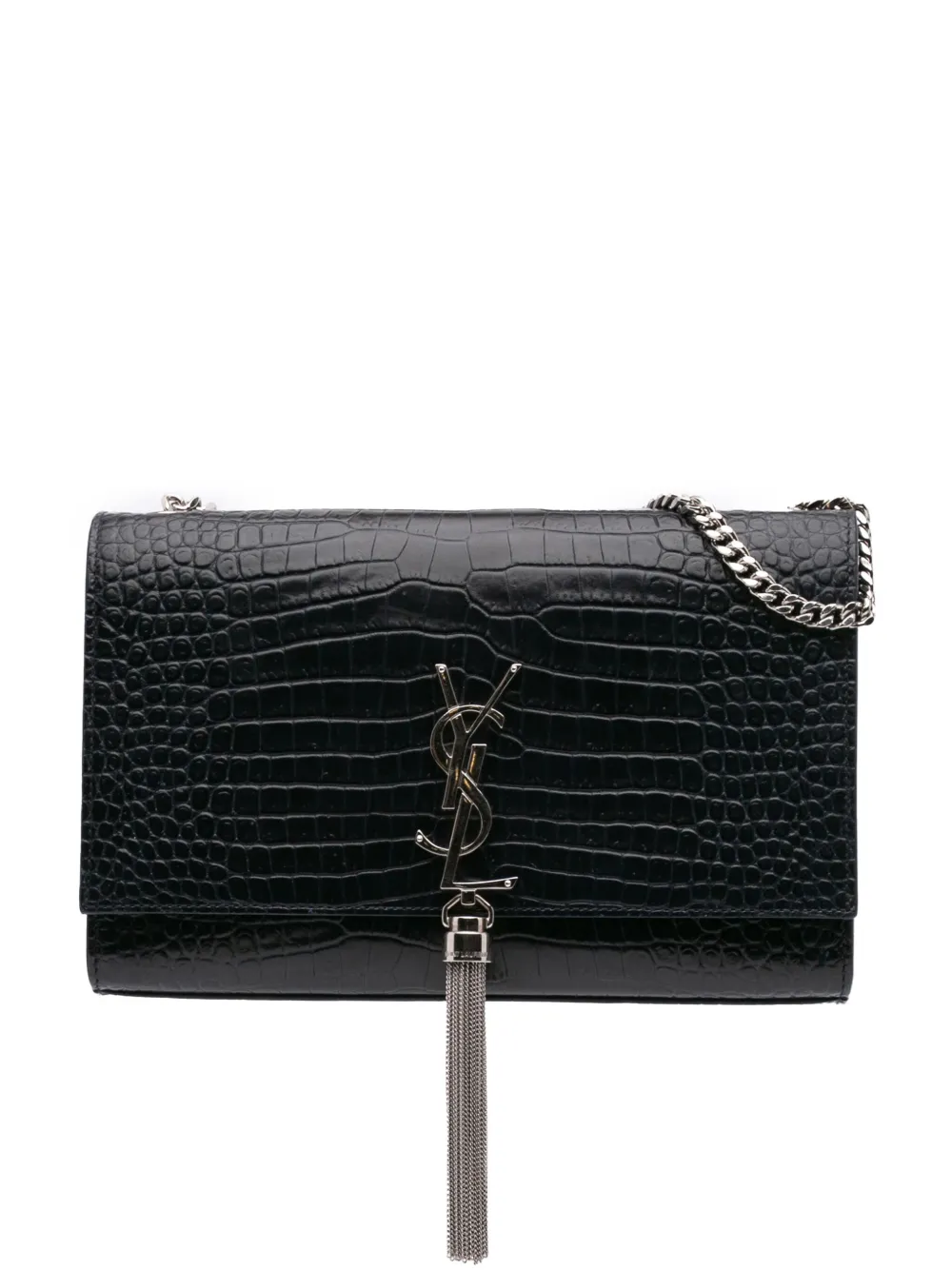 2018 Medium Croc Embossed Leather Kate Tassel crossbody bag