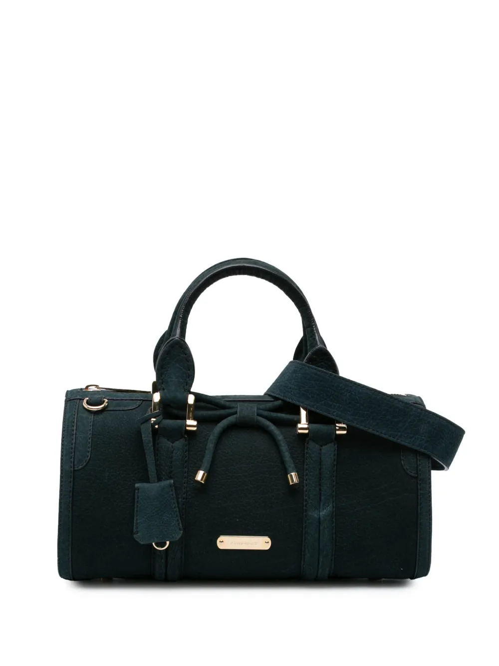 Pre-owned Burberry 2000-2017 Nubuck Bow Barrel Top Handle Bag Satchel In Green