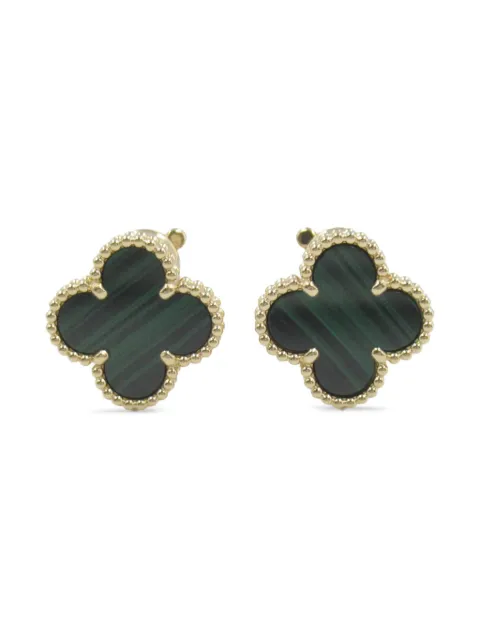 Van Cleef & Arpels 2010s ヴィンテージ アルハンブラ マラカイト イヤリング 18Kイエローゴールド