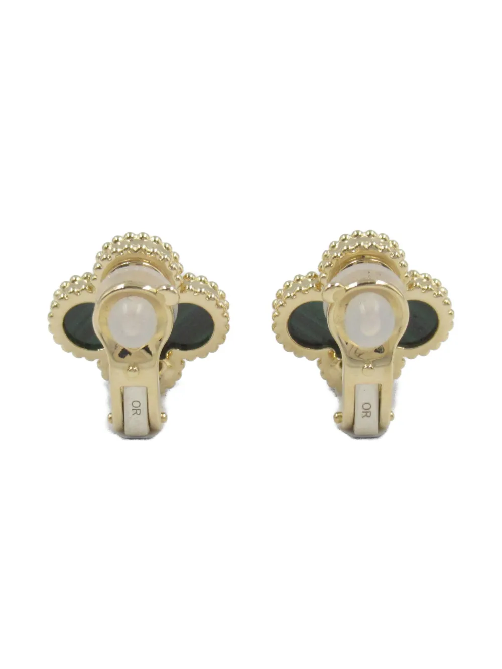 Van Cleef & Arpels 2010s 18K yellow gold Vintage Alhambra malachite clip-on earrings | Image 2