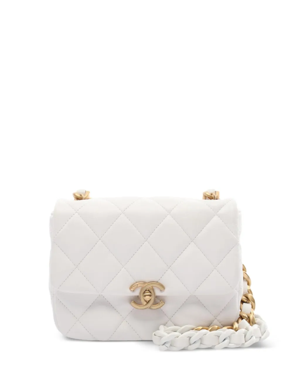 CHANEL Pre-Owned 2021 クラシック フラップ ショルダーバッグ ミニ - ホワイト CHANEL Pre-Owned 2021 クラシック フラップ ショルダーバッグ ミニ - ホワイト