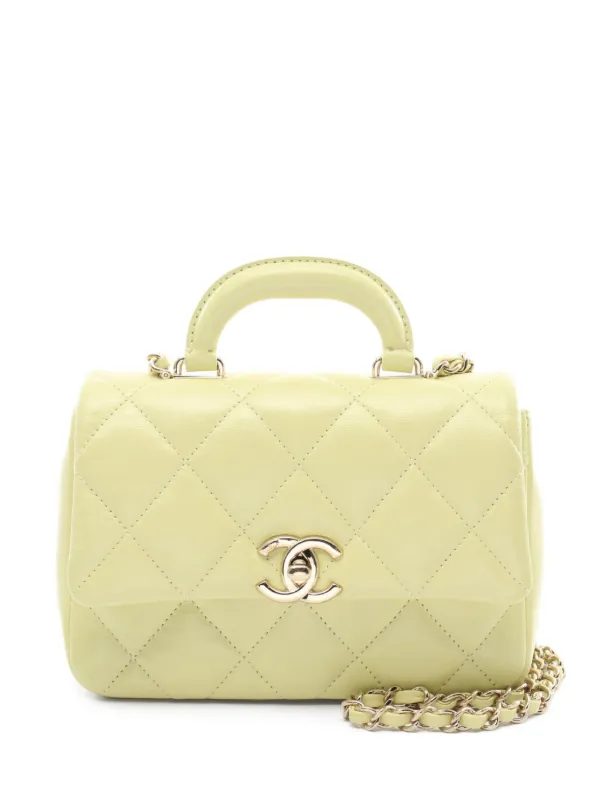 CHANEL Pre-Owned 2021 Mini Flap two-way Handbag Yellow FARFETCH TH
