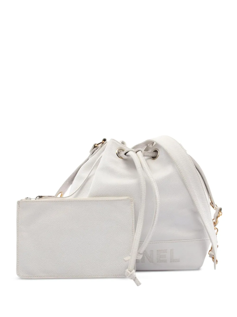 CHANEL Pre-Owned 1996-1997 ロゴ バケットバッグ - ホワイト CHANEL Pre-Owned 1996-1997 ロゴ バケットバッグ - ホワイト