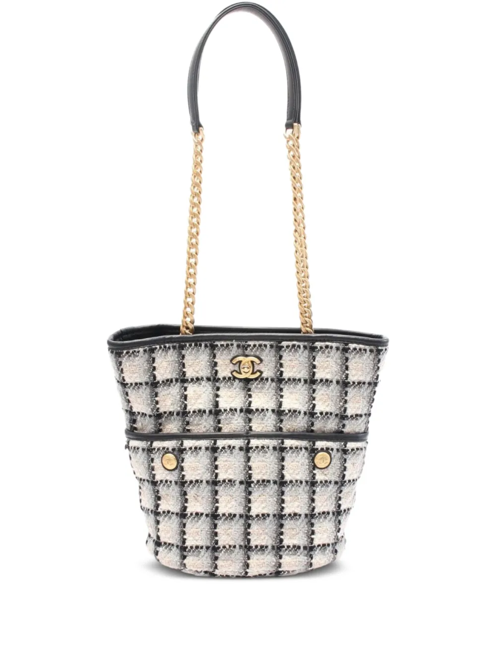 CHANEL Pre-Owned 2021 ココマーク ツイードショルダーバッグ - グレー CHANEL Pre-Owned 2021 ココマーク ツイードショルダーバッグ - グレー