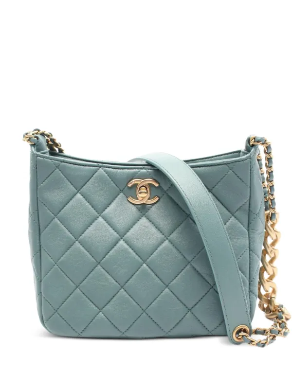CHANEL Pre-Owned 2021 Small Matelasse Hobo Bag Blue
