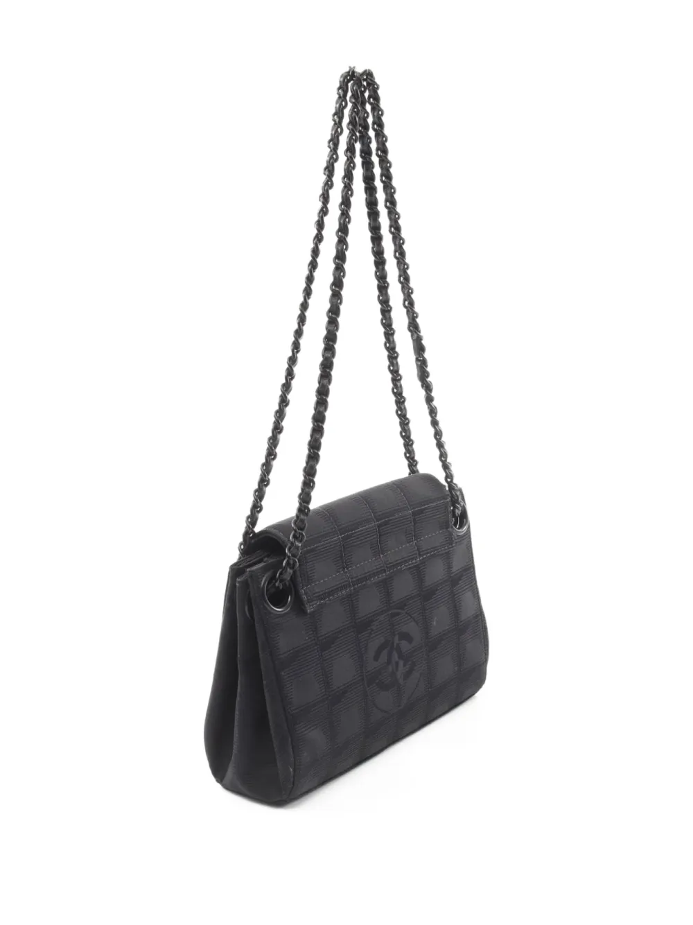 Pre-owned Chanel 1996-1997 New Travel Line Shoulder Bag In Black
