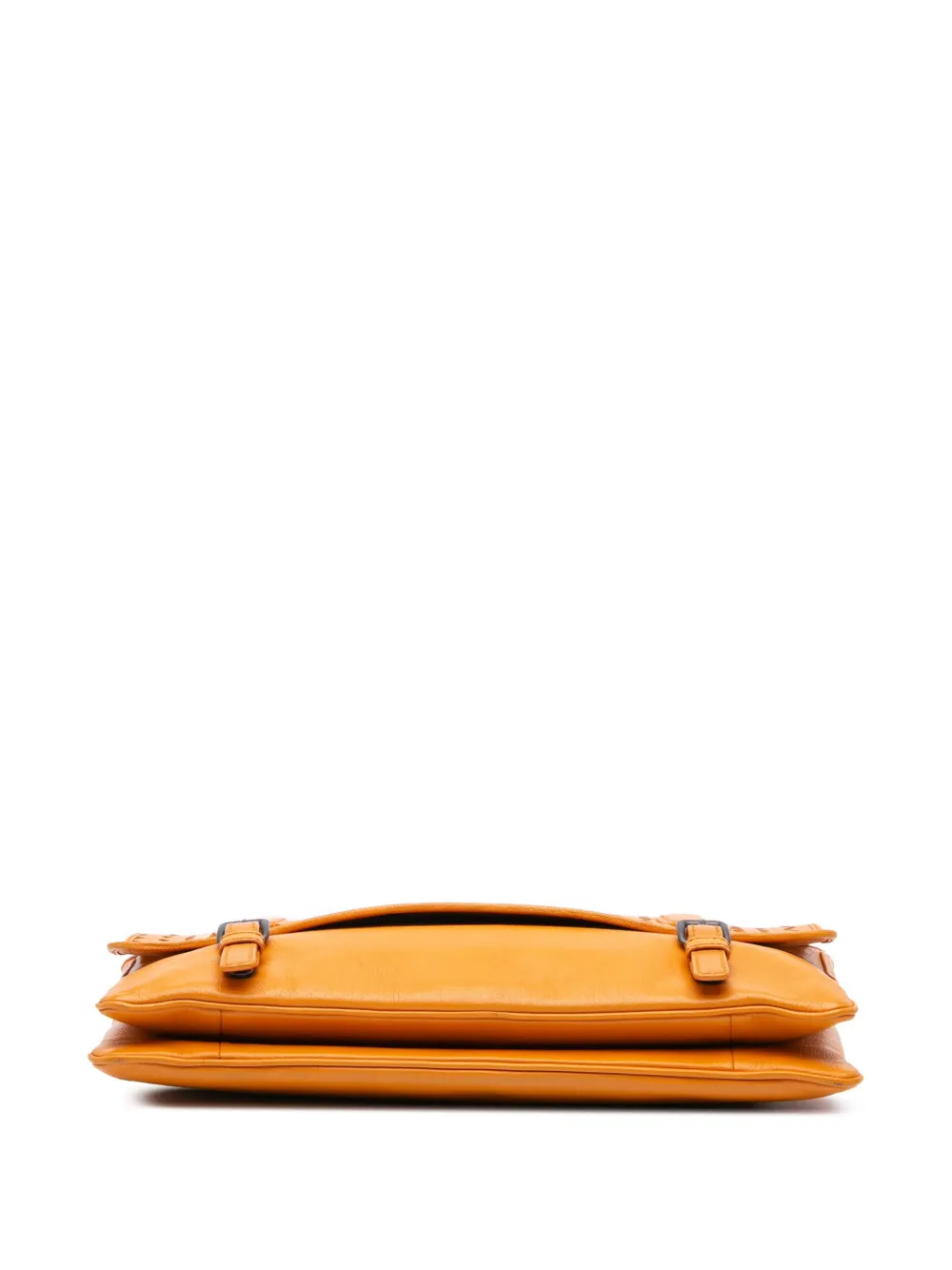 Pre-owned Bottega Veneta 2012-2024 Nappa Intrecciato Flap Shoulder Bag In Orange