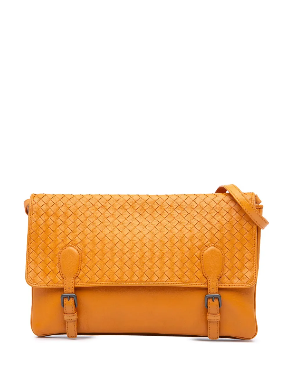 Bottega Veneta Pre-Owned شنطة كتف 'نابا' بتصميم إنترشياتو وقلاب 2024-2012 | برتقالي | Image 1