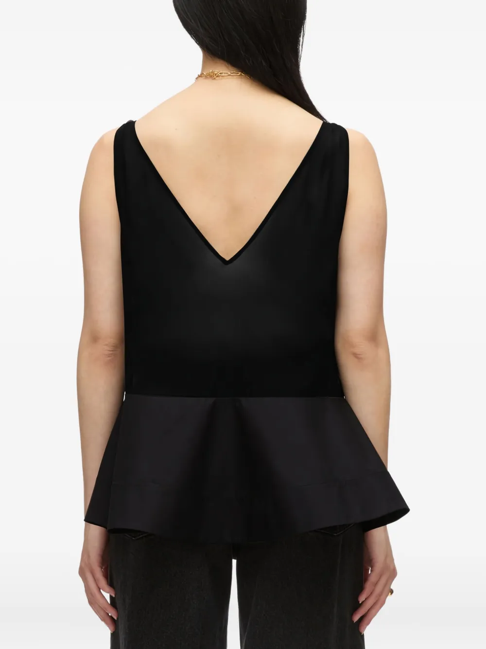 3.1 Phillip Lim Lace-panel Peplum Top In Black
