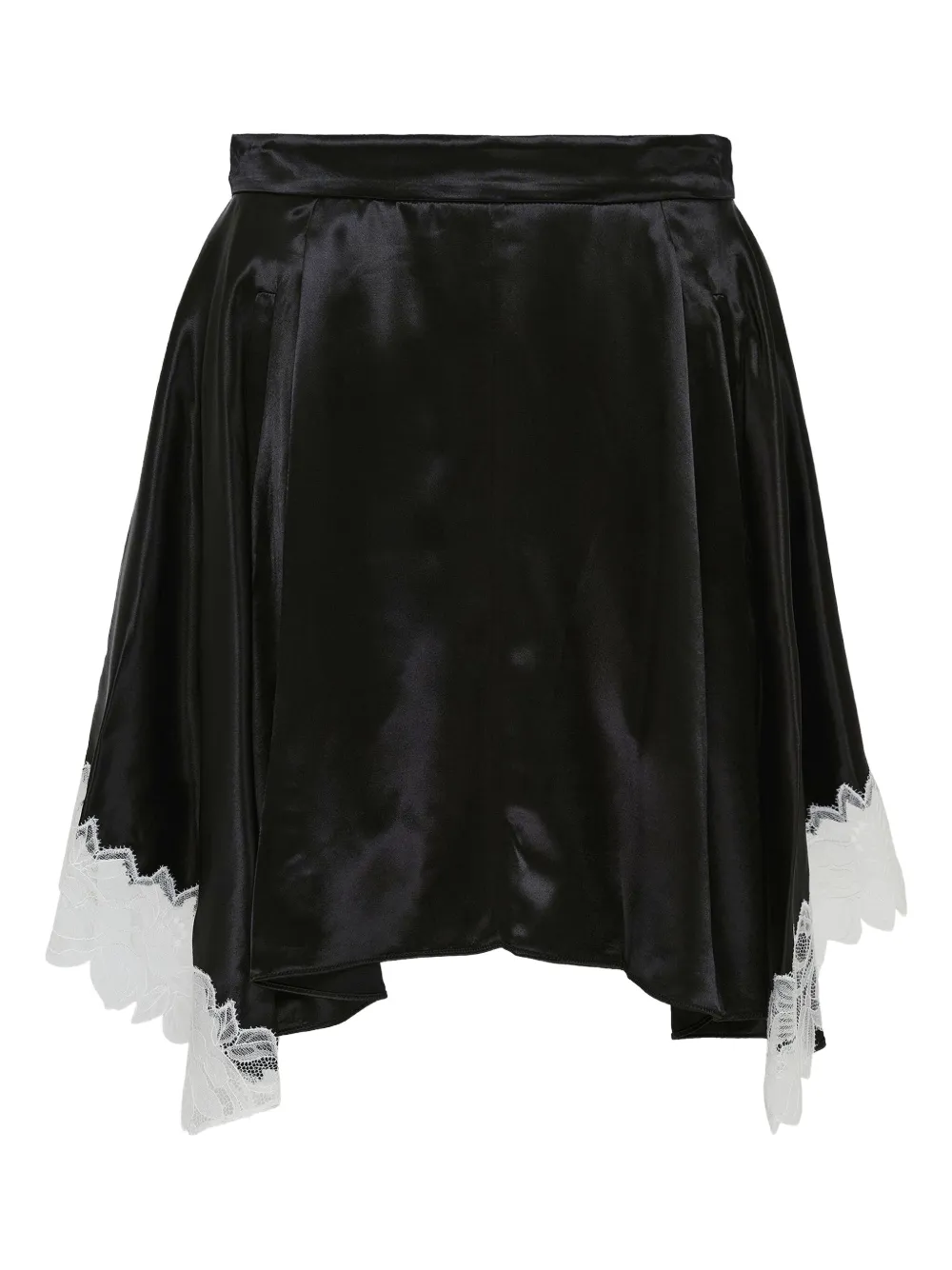 3.1 Phillip Lim Satin Lace-trimmed Skirt In Black