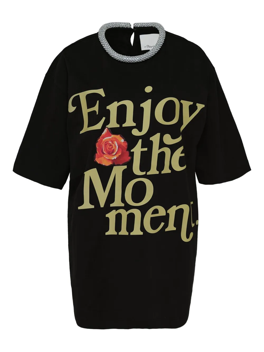 embellished-neck T-shirt