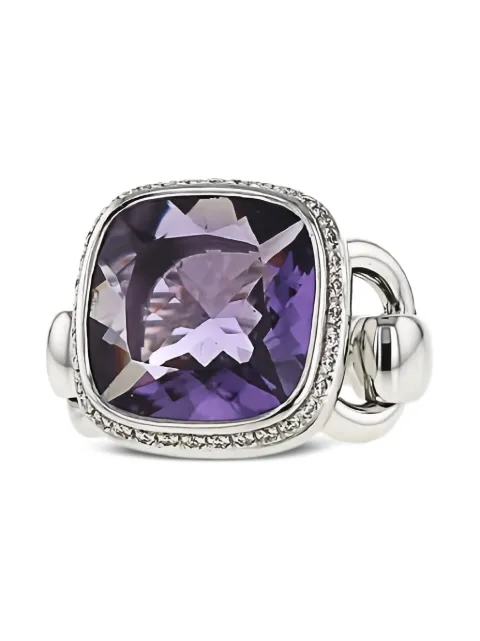 Poiray anillo Indrani en oro blanco con diamantes y amatista 2010