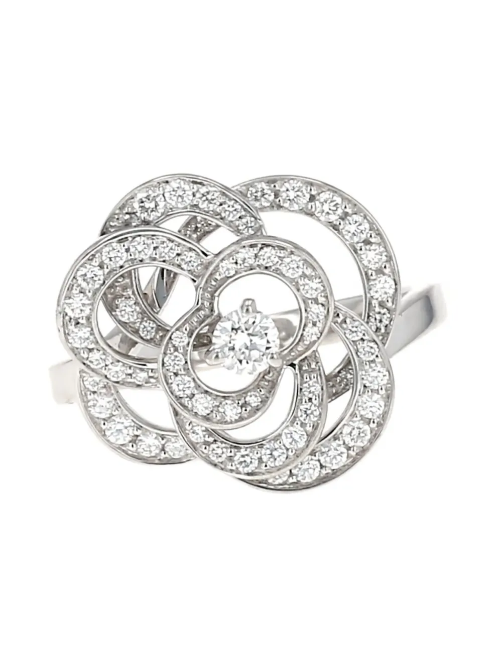 CHANEL Pre-Owned 18kt mittelgroßer Camélia Fil Weißgoldring mit Diamant | Image 2