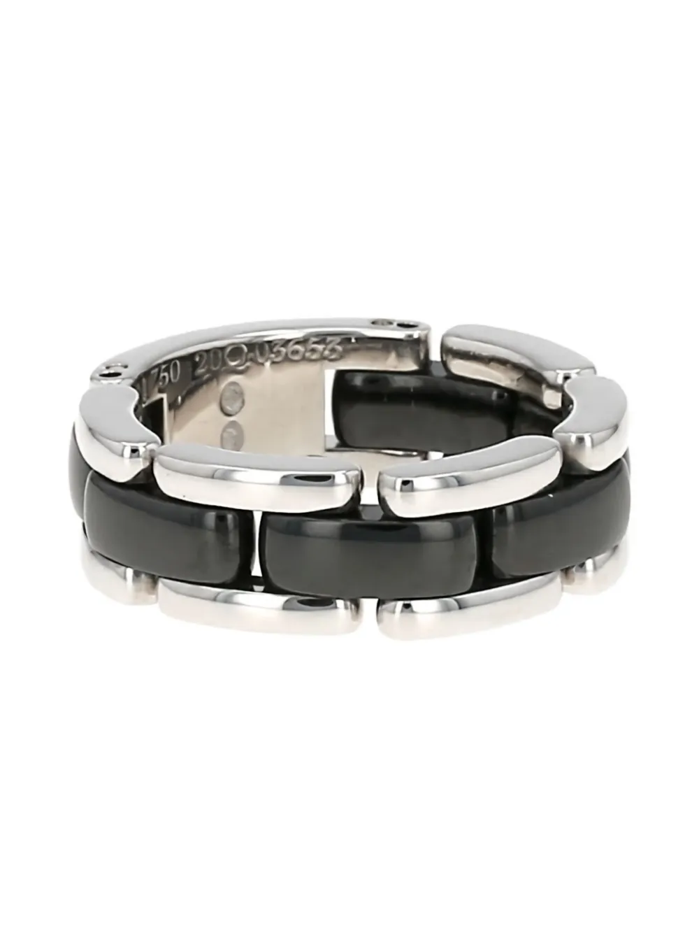 Pre-owned Chanel Medium White Gold Ultra Ceramic Ring