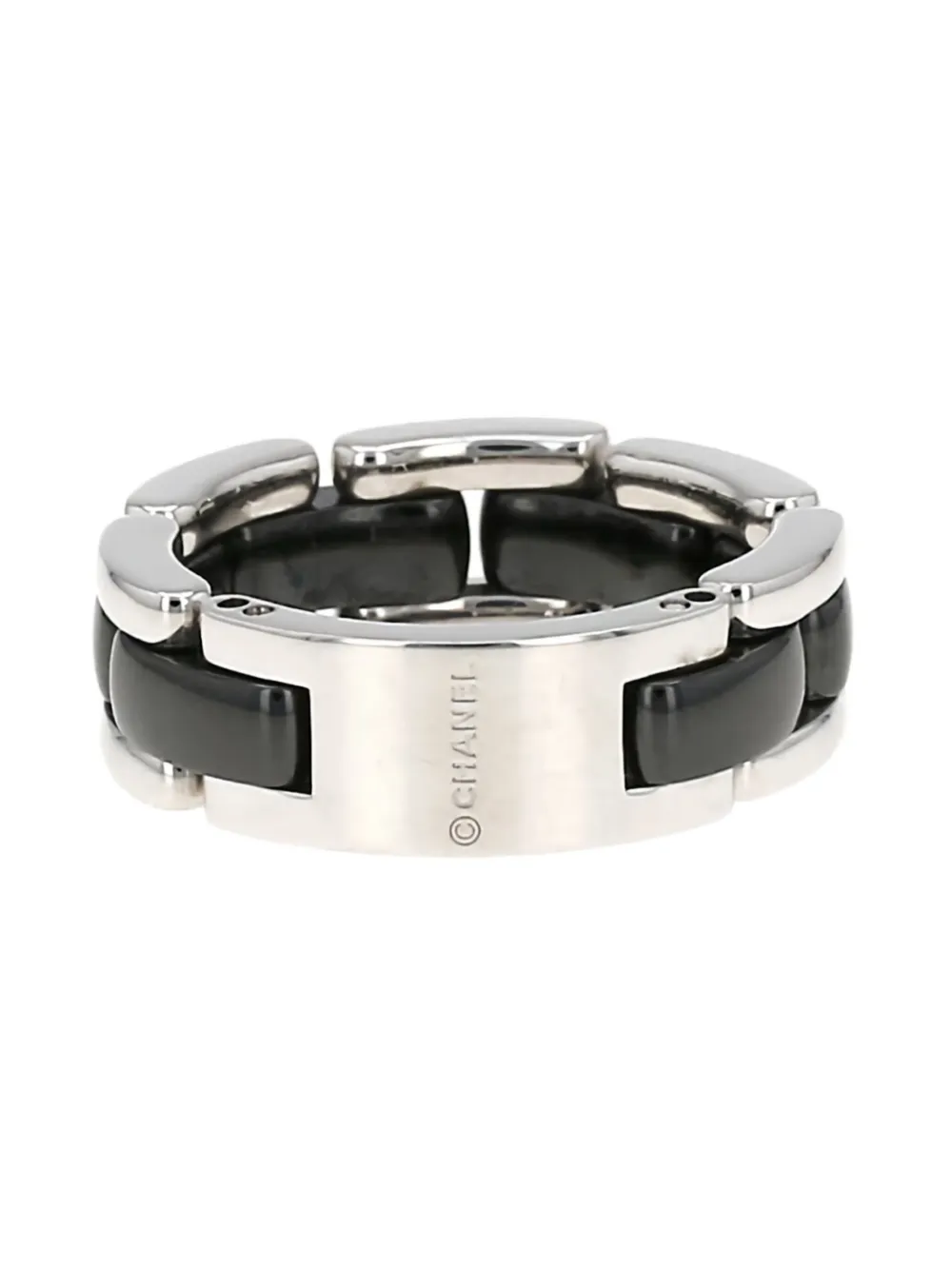 Pre-owned Chanel Medium White Gold Ultra Ceramic Ring