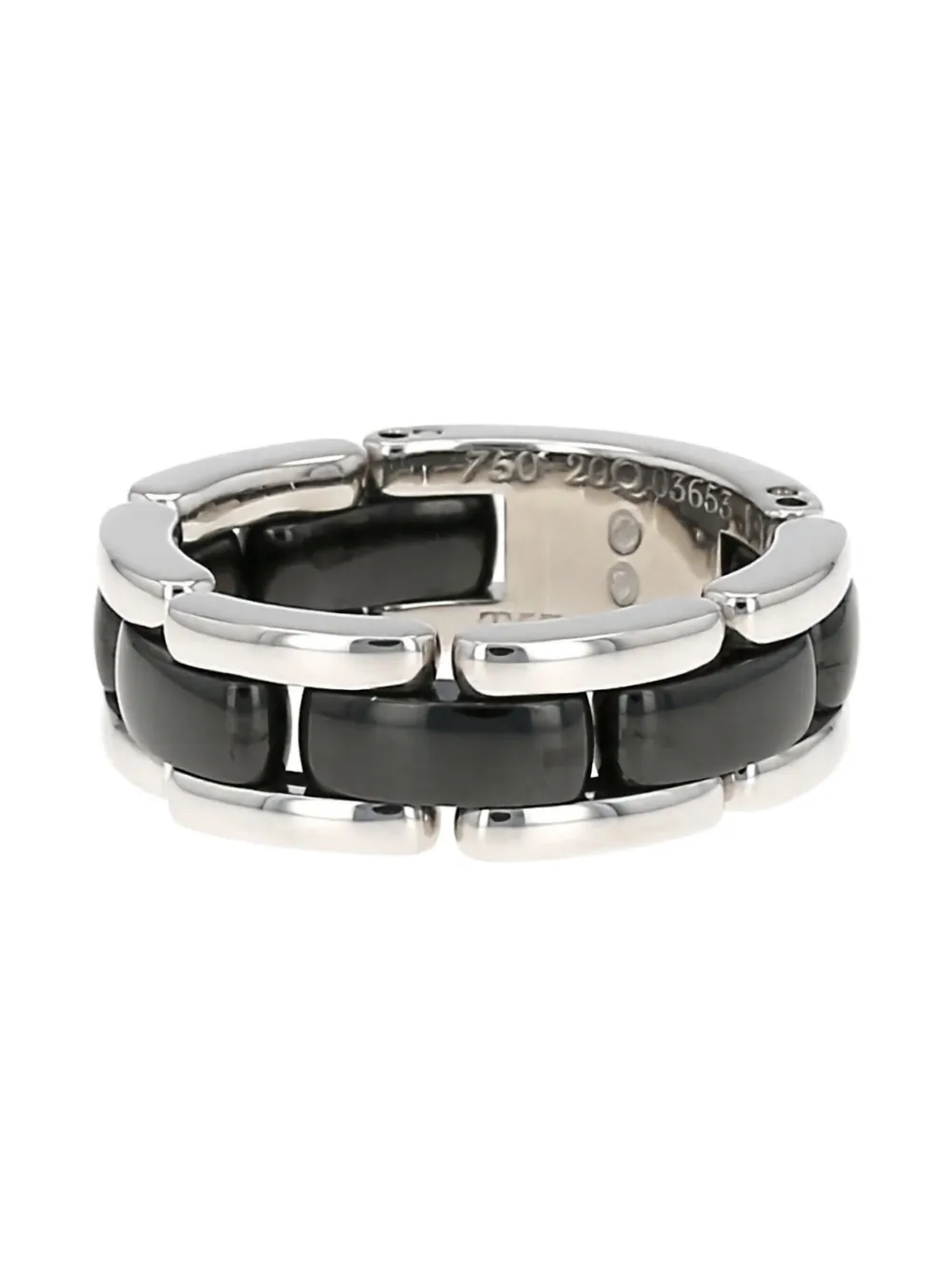 Pre-owned Chanel Medium White Gold Ultra Ceramic Ring