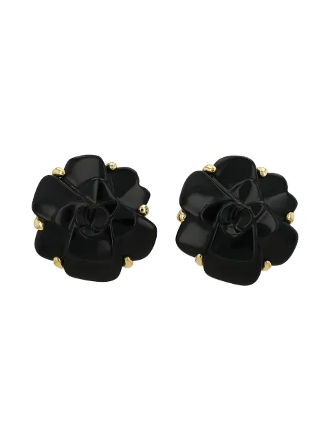 CHANEL Pre-Owned boucles d'oreilles Camellia en or 18ct et onyx