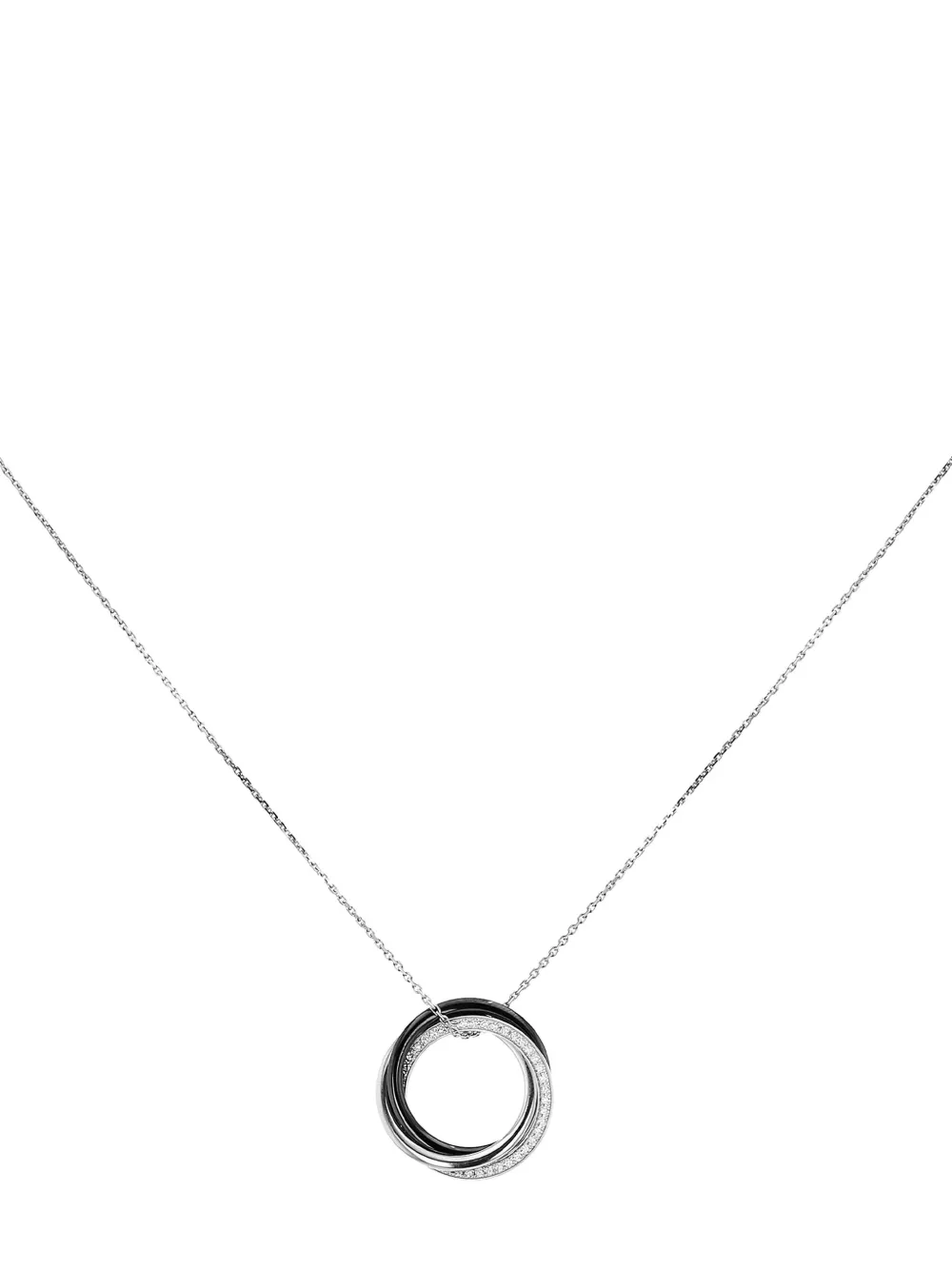 Cartier pre-owned 18kt white gold Trinity ceramic and diamond pendant Cartier pre-owned 18kt white gold Trinity ceramic and diamond pendant