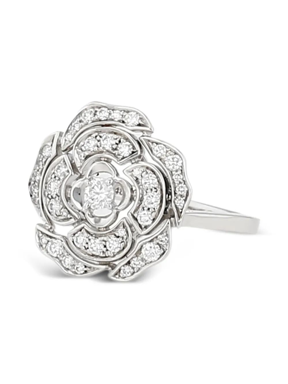 CHANEL Pre-Owned bague Bouton de Camélia en or blanc 18ct pavée de diamant | argent | Image 1