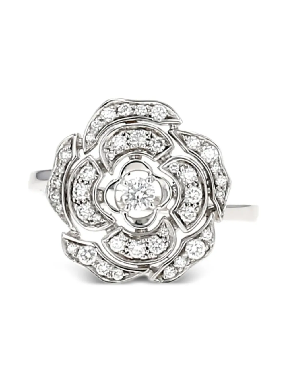 CHANEL Pre-Owned bague Bouton de Camélia en or blanc 18ct pavée de diamant | Homme | Image 2