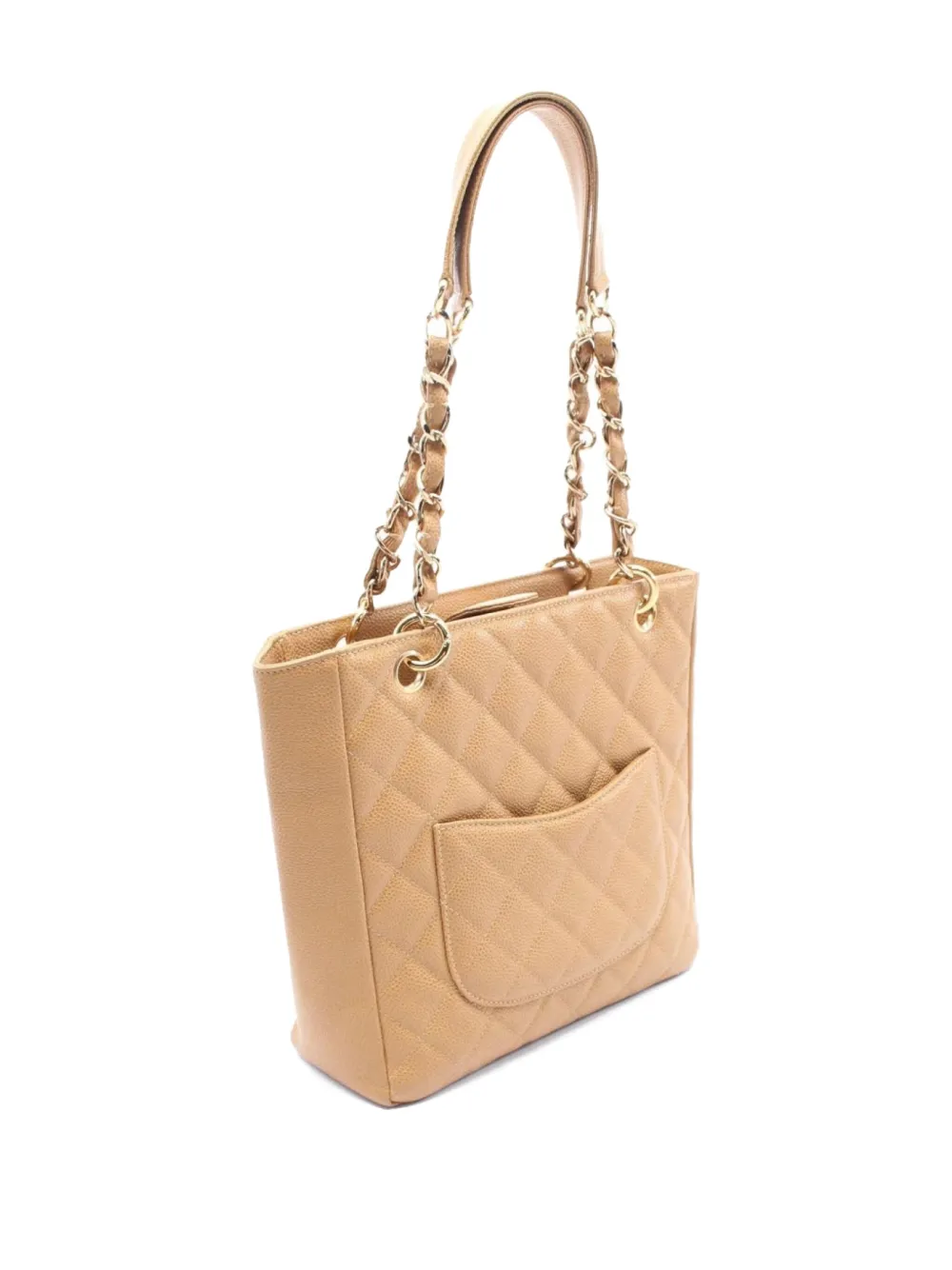 Pre-owned Chanel 2003-2004 Matelassé Caviar-leather Tote Bag In Neutral