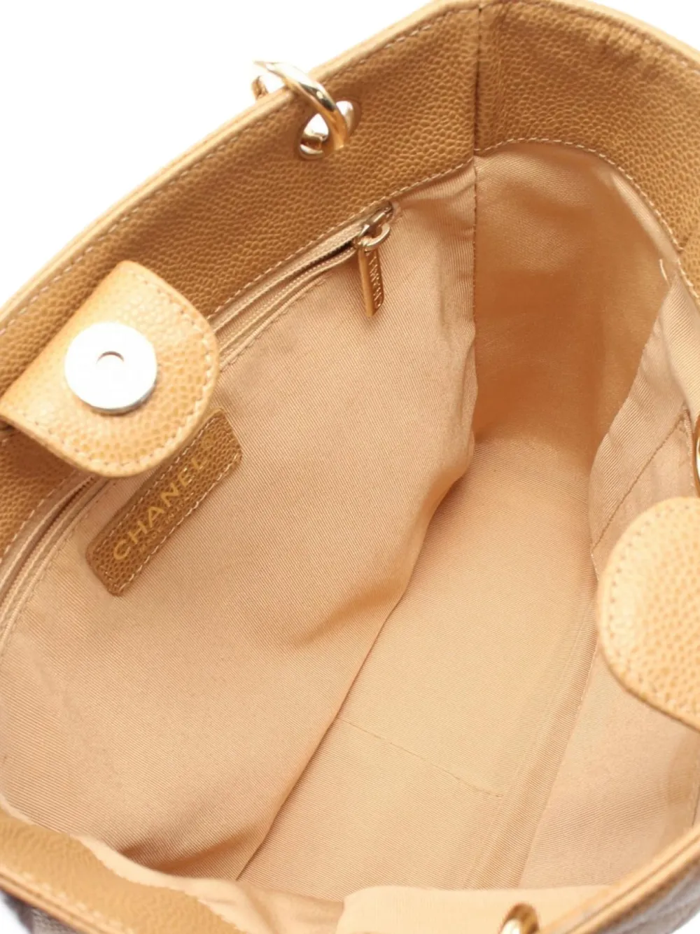Pre-owned Chanel 2003-2004 Matelassé Caviar-leather Tote Bag In Neutral