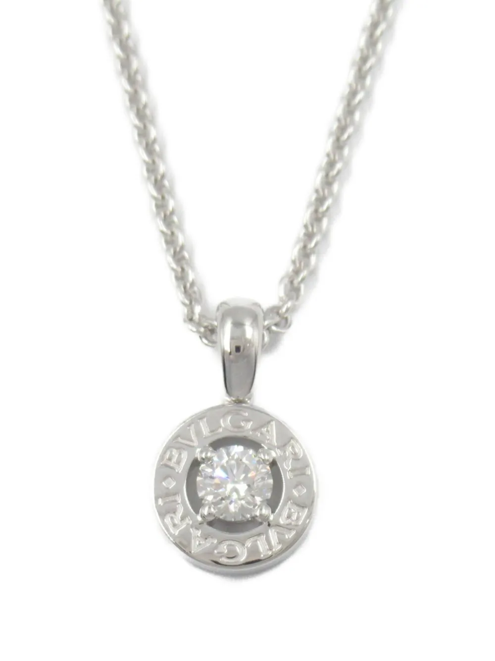 Bvlgari Pre-Owned 2010s 18K white gold Bvlgari Bvlgari diamond pendant necklace | Image 2