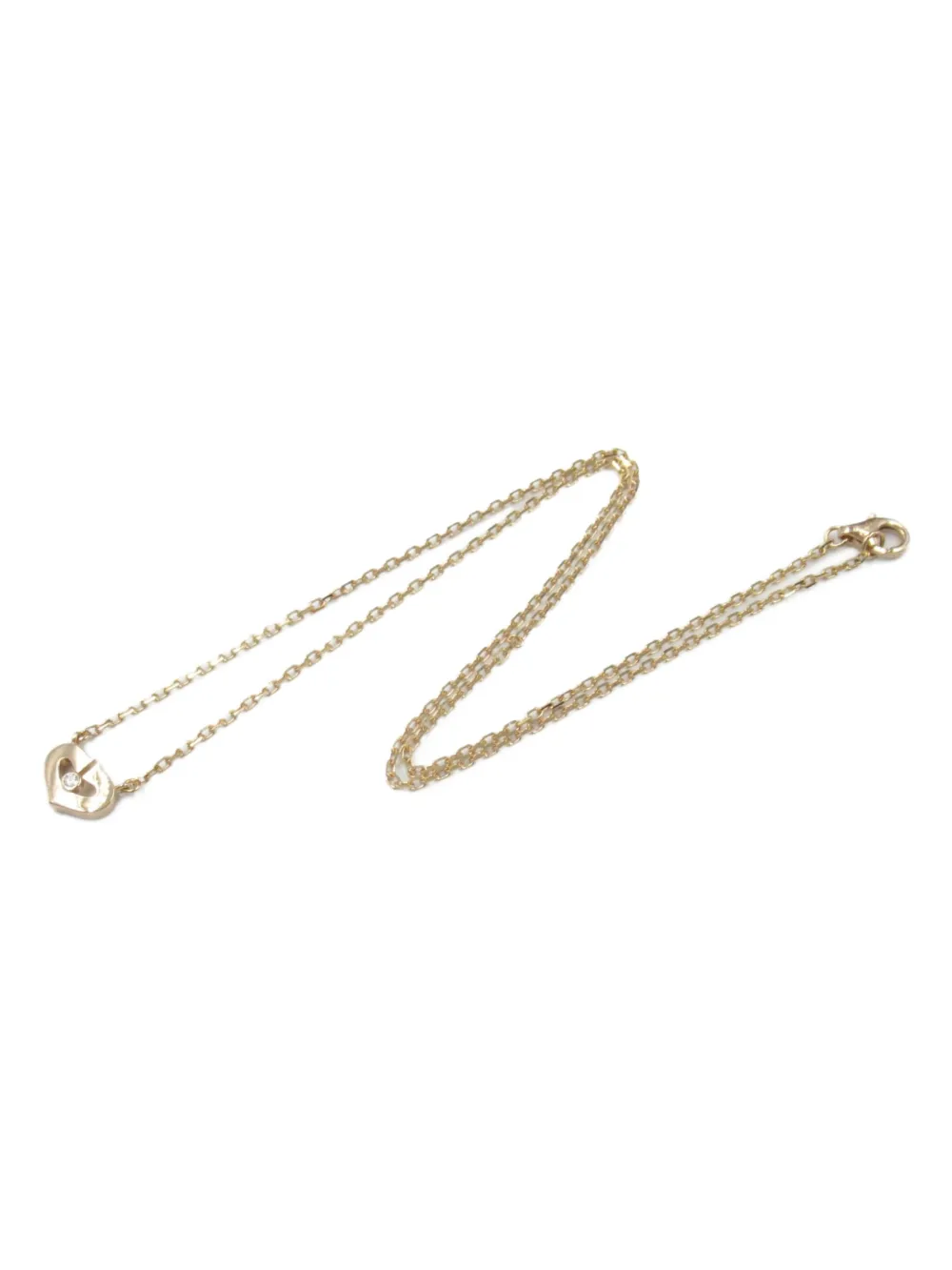 Pre-owned Cartier 2010s 18k Rose Gold C Heart Diamond Pendant Necklace