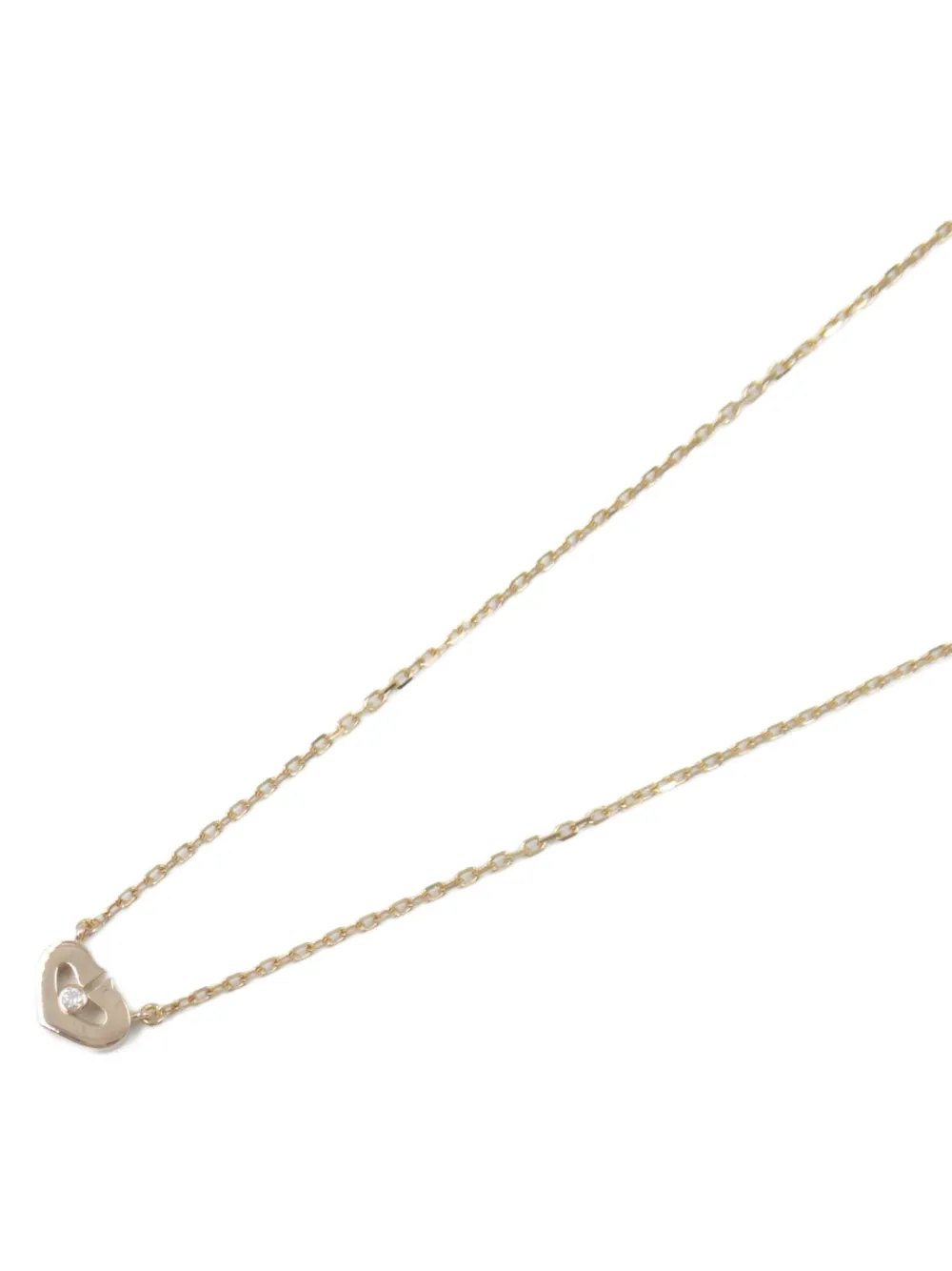 Pre-owned Cartier 2010s 18k Rose Gold C Heart Diamond Pendant Necklace