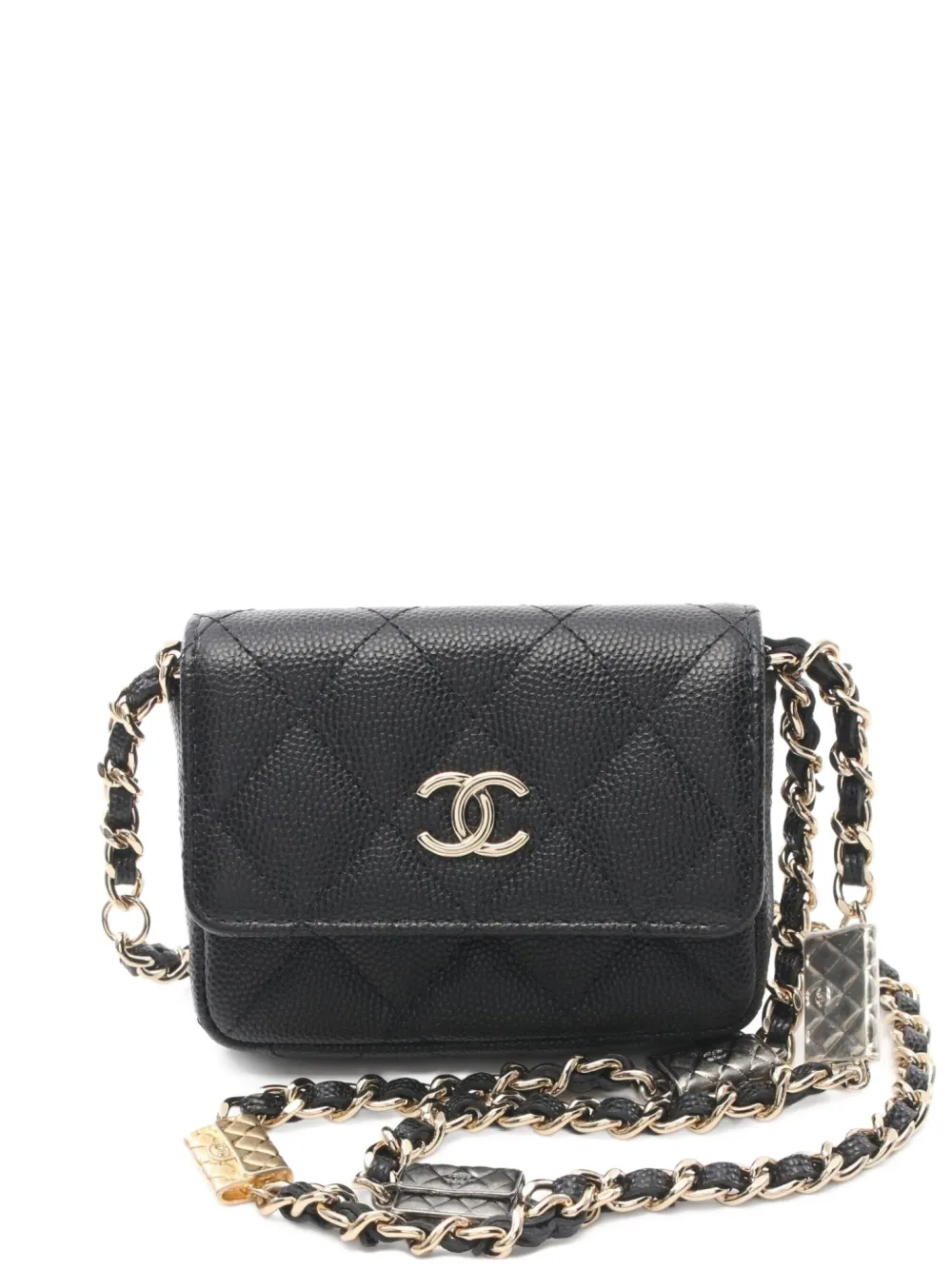 CHANEL Pre-Owned 2021-2022 マトラッセ ショルダーバッグ ミニ - ブラック CHANEL Pre-Owned 2021-2022 マトラッセ ショルダーバッグ ミニ - ブラック