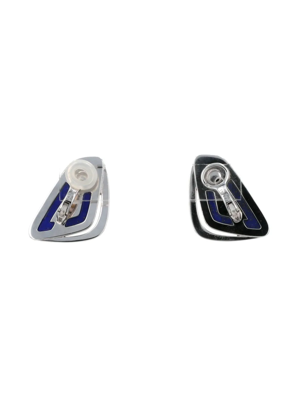 Pre-owned Tasaki 2010s White Gold Lapis Lazuli And Diamond Earrings