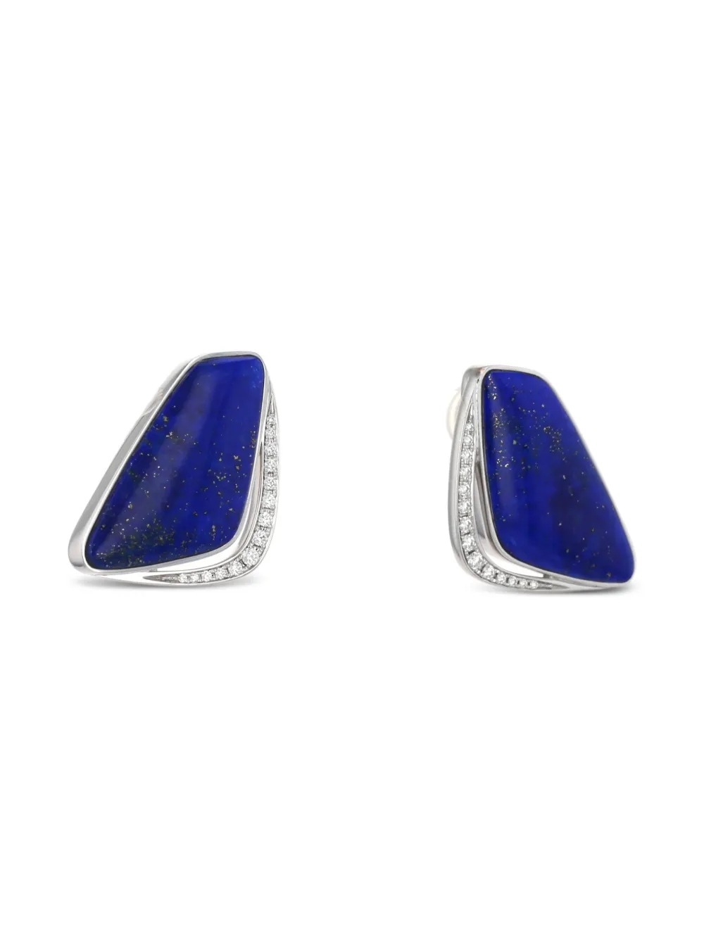 Pre-owned Tasaki 2010s White Gold Lapis Lazuli And Diamond Earrings