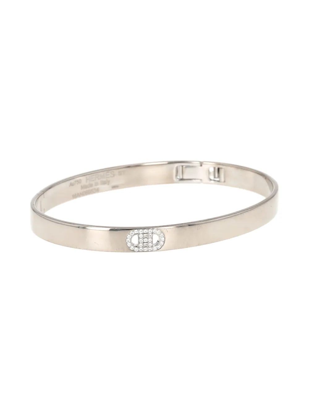 Pre-owned Hermes White Gold H D'ancre Diamond Bracelet
