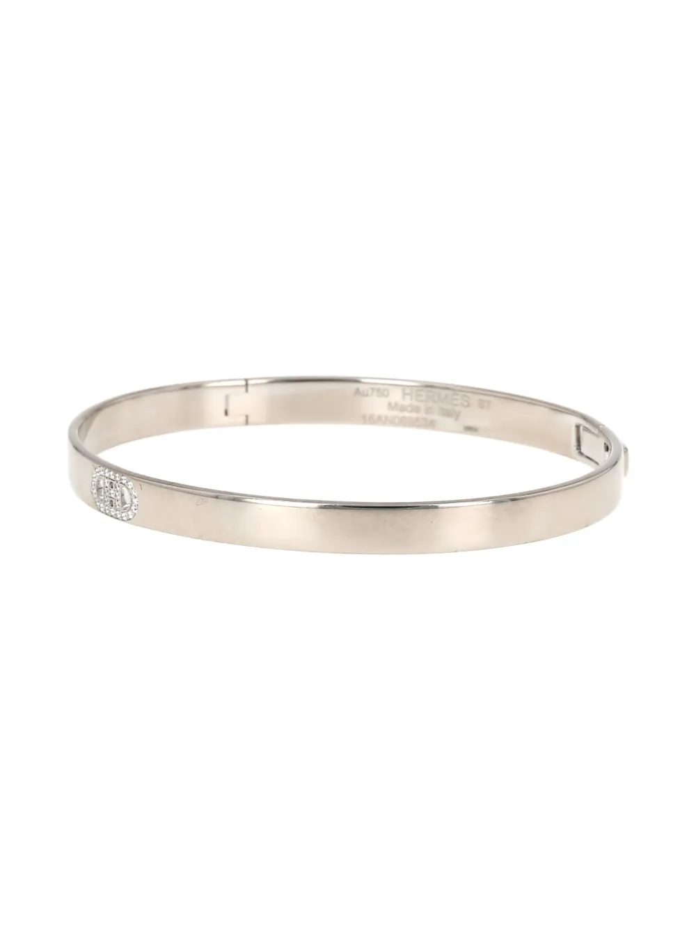 Pre-owned Hermes White Gold H D'ancre Diamond Bracelet