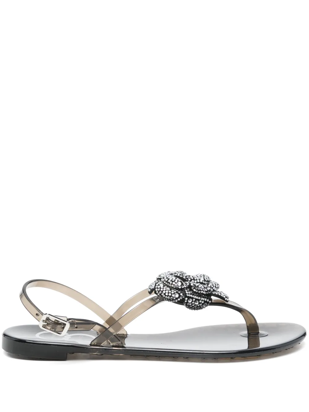 Casadei floral-appliqué flat sandals Black