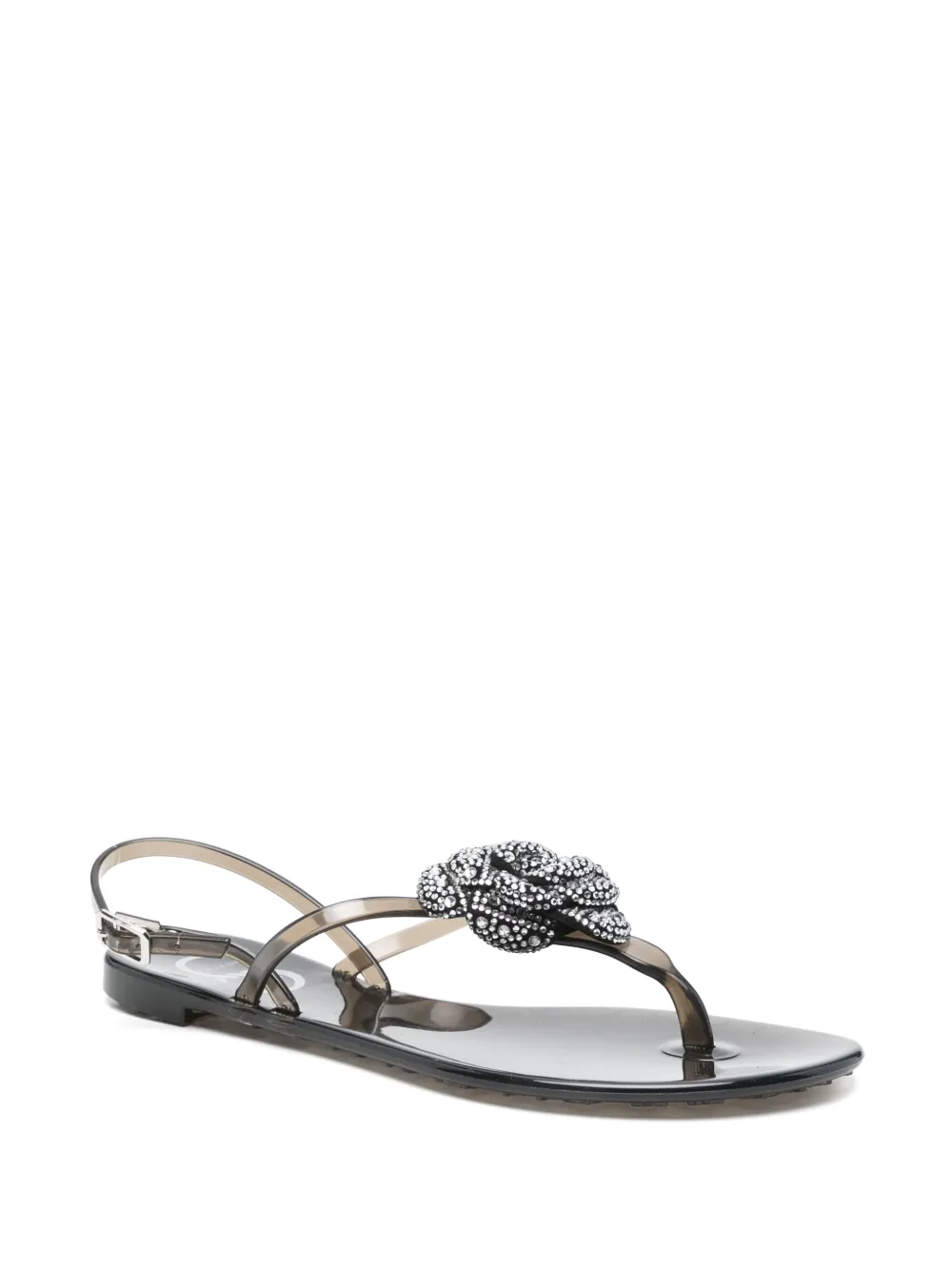 Casadei floral-appliqué flat sandals Black