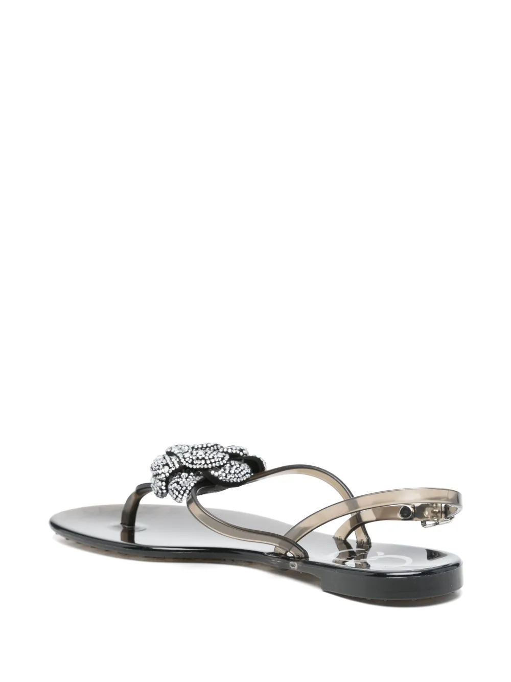 Casadei floral-appliqué flat sandals Black