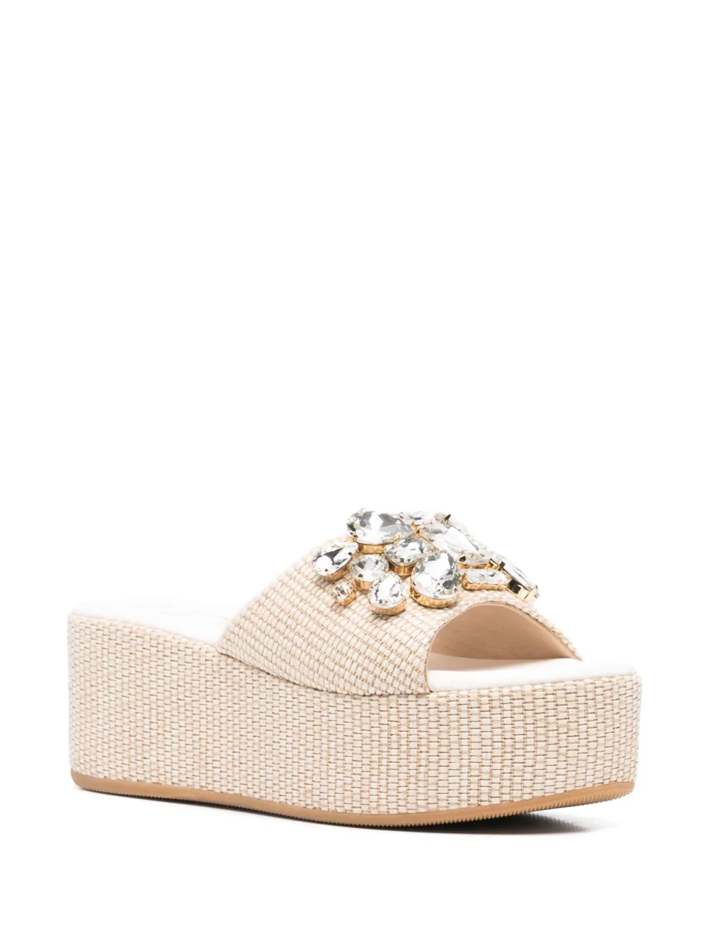 Casadei 65mm crystal-embellished sandals Neutrals