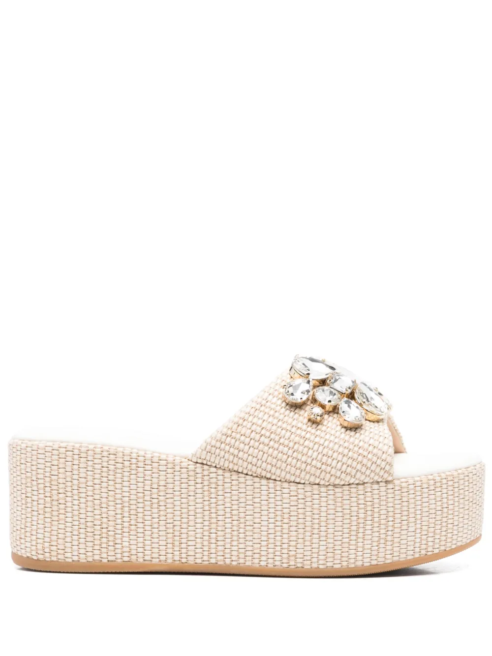 Casadei 65mm crystal-embellished sandals Neutrals