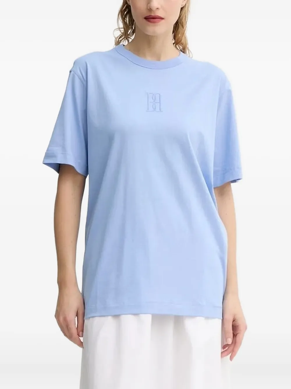 By Malene Birger Embroidered Short-sleeved T-shirt In Blue